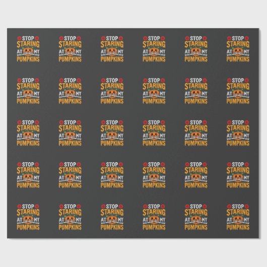 Papier Cadeau Conception de citrouilles Ne me regarde pas (2) (Plat)