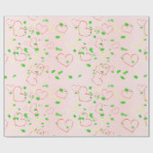 Papier Cadeau Conception de coeur et de feuille de Whimsical (Plat)