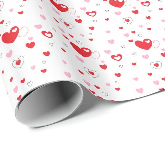 Papier Cadeau Conception de coeurs de la Saint-Valentin (Coin rond)