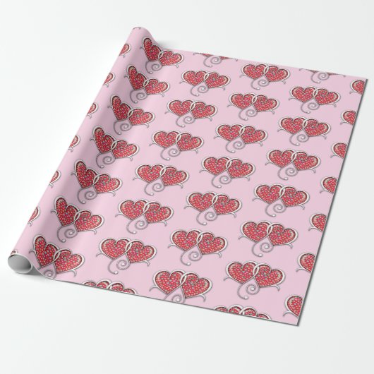 Papier Cadeau Conception de cœurs entrelacés élégants pour la Sa (Déroulé)