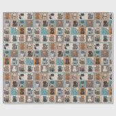 Papier Cadeau Conception de courtepointe de chat (Plat)