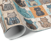 Papier Cadeau Conception de courtepointe de chat (Coin rond)