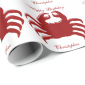 Papier Cadeau Conception de crabe Anniversaire (Coin rond)