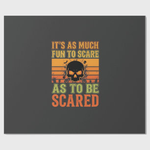 Papier Cadeau Conception de crâne effrayant Halloween Rétro_1