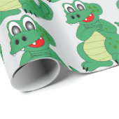 Papier Cadeau Conception de crocodile de toute couleur de fond (Coin rond)