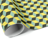 Papier Cadeau Conception de cubes géométriques 3D rétro (Coin rond)