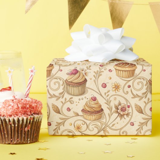 Papier Cadeau Conception de dessert de cuisson en spirale de cup (Fête d'anniversaire)