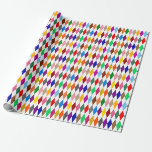 Papier Cadeau Conception de diamants Harlequin colorés Blanc