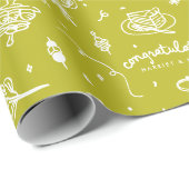 Papier Cadeau Conception de doodles de mariage personnalisable (Coin rond)