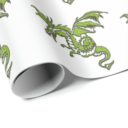 Papier Cadeau Conception de dragon volant (Coin rond)