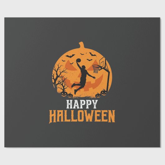 Papier Cadeau Conception de dunk de basket-ball Halloween citrou (Plat)