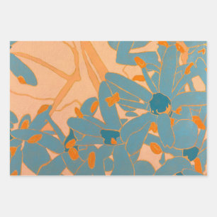Papier Cadeau Conception de feuille contemporaine en pêche 