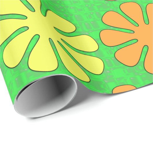 Papier Cadeau Conception de fleur de mod (Coin rond)