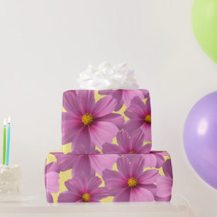 Papier Cadeau Conception de fleurs de cosmos pourpre sur Arrière