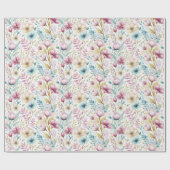 Papier Cadeau Conception de fleurs de Pâques botaniques douces (Plat)