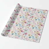 Papier Cadeau Conception de fleurs de Pâques botaniques douces (Déroulé)