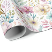 Papier Cadeau Conception de fleurs de Pâques botaniques douces (Coin rond)