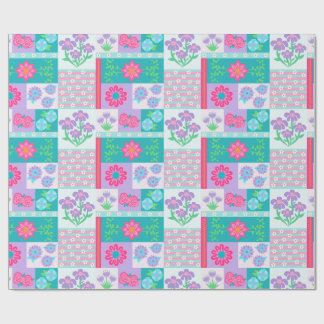 Papier Cadeau Conception de fleurs vibrantes en fleurs