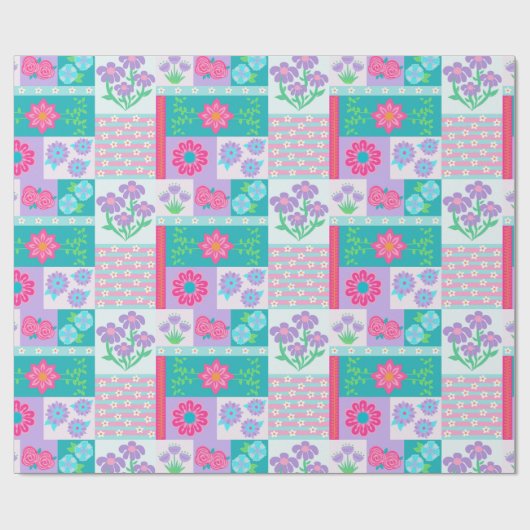 Papier Cadeau Conception de fleurs vibrantes en fleurs (Plat)