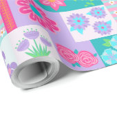Papier Cadeau Conception de fleurs vibrantes en fleurs (Coin rond)