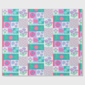 Papier Cadeau Conception de fleurs vibrantes en fleurs (Plat)