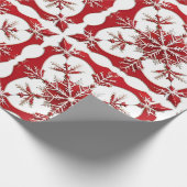 Papier Cadeau Conception de flocon de neige rouge complexe (Coin)