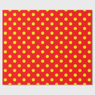 Papier Cadeau Conception de fond rouge à pois jaunes
