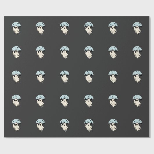 Papier Cadeau Conception de forêt de lune de fantôme d'Halloween (Plat)