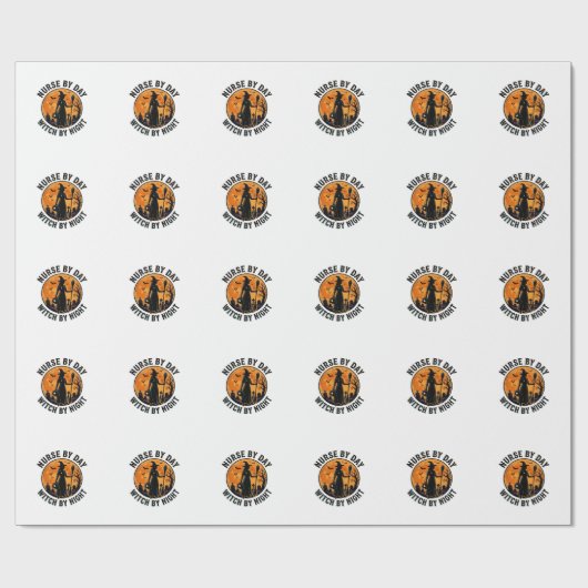 Papier Cadeau Conception de garde de sorcière de Halloween vinta (Plat)
