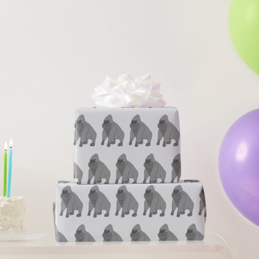 Papier Cadeau Conception de gorille gris sur fond de couleur au (Cadeaux de fête)