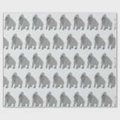 Papier Cadeau Conception de gorille gris sur fond de couleur au (Plat)