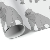 Papier Cadeau Conception de gorille gris sur fond de couleur au (Coin rond)