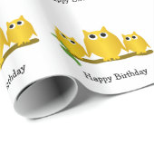 Papier Cadeau Conception de hiboux cadeau d'anniversaire (Coin rond)
