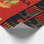 Papier Cadeau Conception de Kwanzaa Festive avec Kinara, Fruits  (Coin)