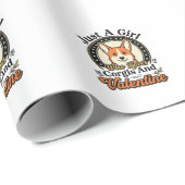 Papier Cadeau Conception de la Saint-Valentin Corgi pour les ama (Coin rond)