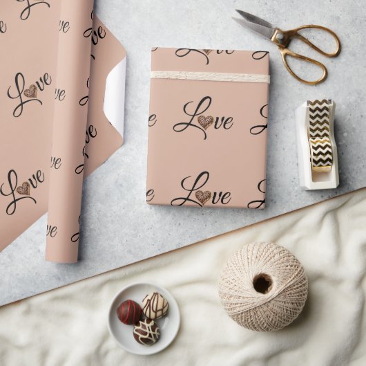 Papier Cadeau Conception de l'amour du cœur léopard Glam (Artisanat)