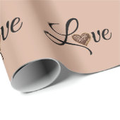 Papier Cadeau Conception de l'amour du cœur léopard Glam (Coin rond)