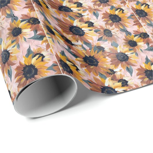 Papier Cadeau Conception de l'aquarelle de tournesol (Coin rond)