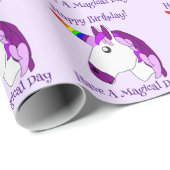 Papier Cadeau Conception de licorne (Coin rond)