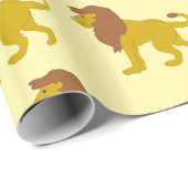 Papier Cadeau Conception de lion de toute couleur de fond (Coin rond)