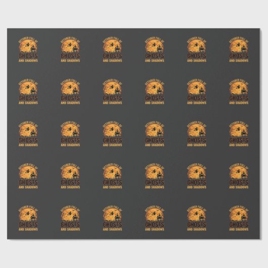 Papier Cadeau Conception de lune d'Halloween de fantômes et d'om (Plat)