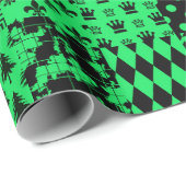 Papier Cadeau Conception de maquette Motif mixte en noir vert (Coin rond)