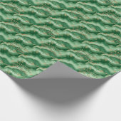 Papier Cadeau Conception de marbre abstrait or vert émeraude (Coin)