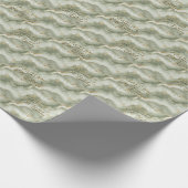 Papier Cadeau Conception de marbre abstrait vert sauge or (Coin)