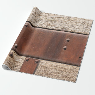 Papier Cadeau Conception de métal en bois brun rustique