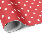Papier Cadeau Conception de motif à pois rouge vibrant (Coin rond)