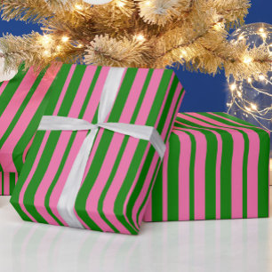 Papier Cadeau Conception de motif à rayures élégantes rose et ve