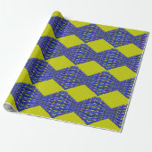 Papier Cadeau conception de motif bleu et jaune (Déroulé)
