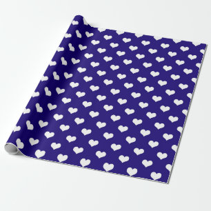 Papier Cadeau Conception de motif de cœur d'amour blanc bleu
