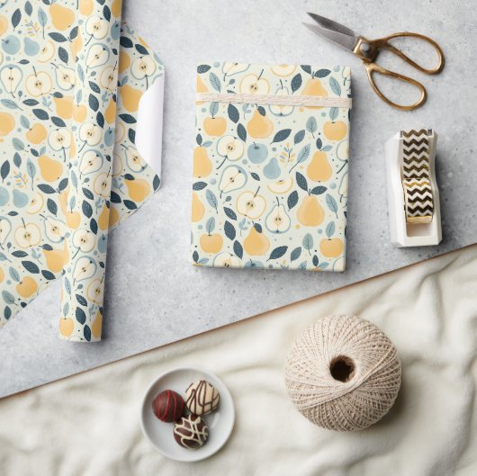Papier Cadeau Conception de motif de fruit de poire et de feuill (Artisanat)